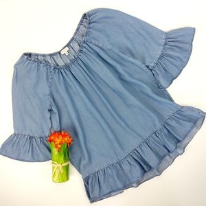 Halo 100% Lyocell Ruffle Sleeve Blouse Size Small